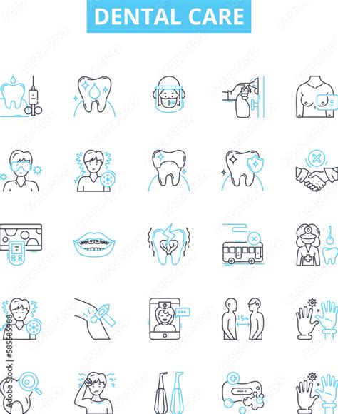 Dental Care Vector Line Icons Set Dentistry Oral Teeth Hygiene