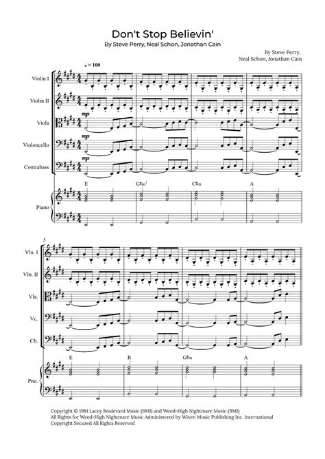 Dont Stop Believin Arr Alex Nunes Rodrigues By Journey Sheet Music For String Ensemble At