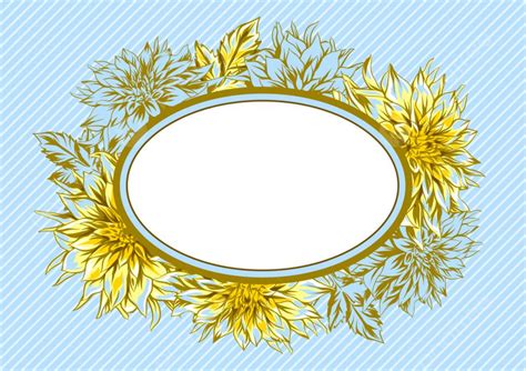 Dahlia Vector Art Png Frame With Fluffy Yellow Dahlias Decorative