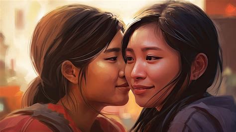 Premium Ai Image Realistic D Illustration Of A Lesbian Couple D