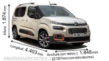 Medidas del Citroën Berlingo M con fotos Dimensiones en mm