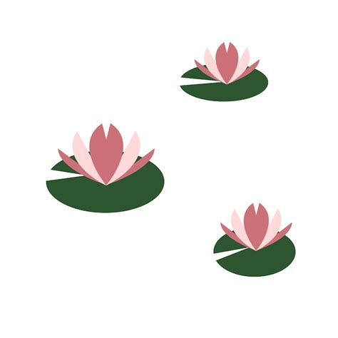 Premium Vector Vector Simple Lilly Pads With Lotus Flower On A Pond