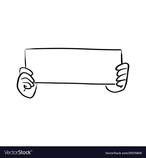 Hand Holding Blank Paper Sign Royalty Free Vector Image