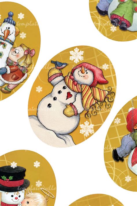 Digital Collage Sheet Snowman Christmas New Year 30x40 Mm Oval Images ...