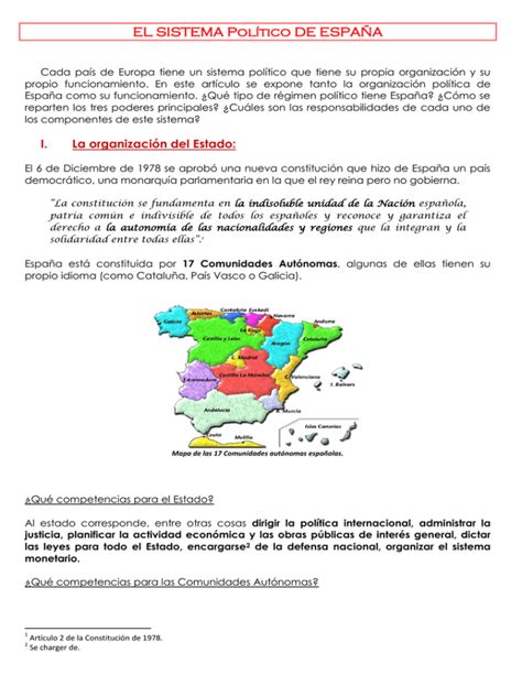 EL SISTEMA Político DE ESPAÑA