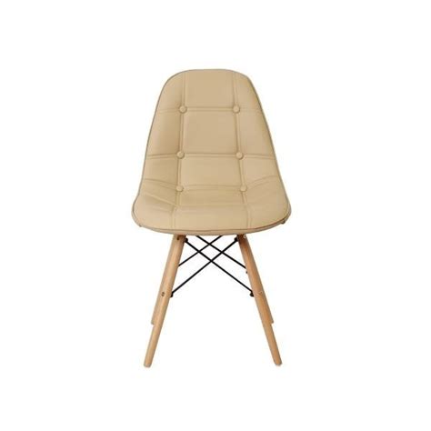 Kit 2 Cadeiras Dkr Charles Eames Wood Estofada Botonê Nude MadeiraMadeira