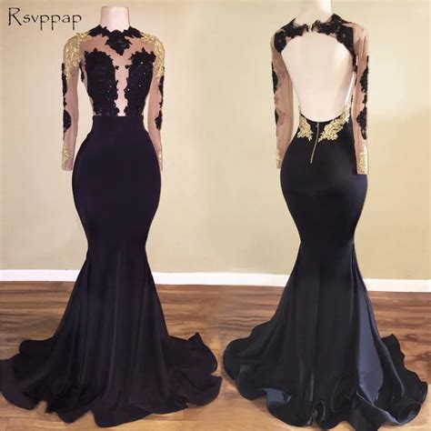 Long Prom Dresses 2019 Mermaid Long Sleeve Sheer Top Lace African