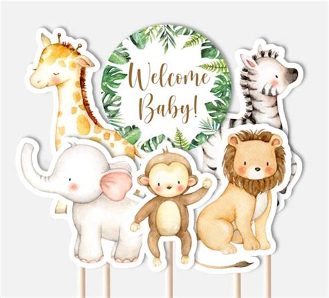 Paper And Party Supplies Set Of Safari Animal Cutouts Instant Safari