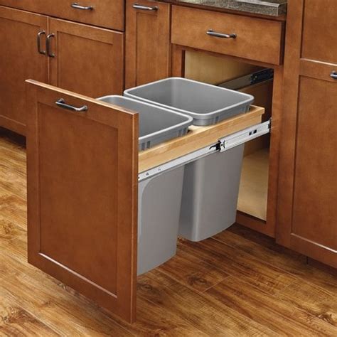 Rev A Shelf 27 Quart Wood Top Mount Double Trash Pull Out Soft Close