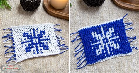 Free Mosaic Crochet Snowflake Mug Rug Coaster Pattern Nicki S