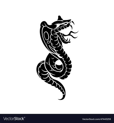 Hand Drawn Of Cute Cobra Snake Silhouette Vector Image