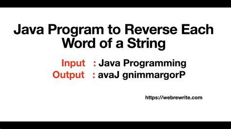 Java Program To Reverse Each Word Of A String Youtube