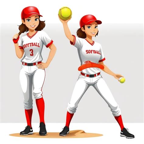 A Cartoon Image Of Two Women With A Baseball Bat And Ball Premium Ai