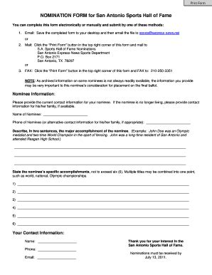 City Of San Antonio Nomination Form Fill Online Printable Fillable