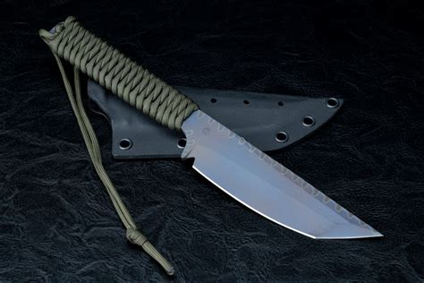 Strider Knives Dub L Fixed Blade Knife Titanium W Green Paracord