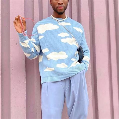 New Mens Fashion Cloud Pattern Sweater In 2021