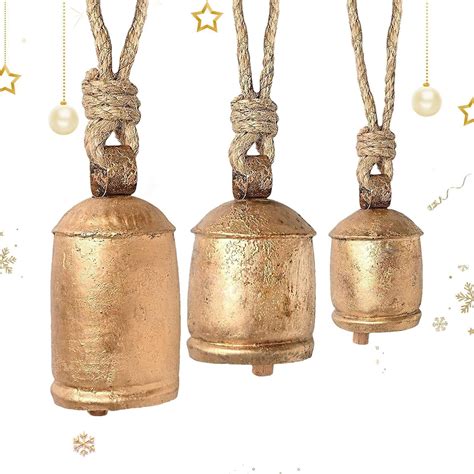 Christmas Cow Bells 3 Metal Hanging Cow Bells Large Bronze Cowbell