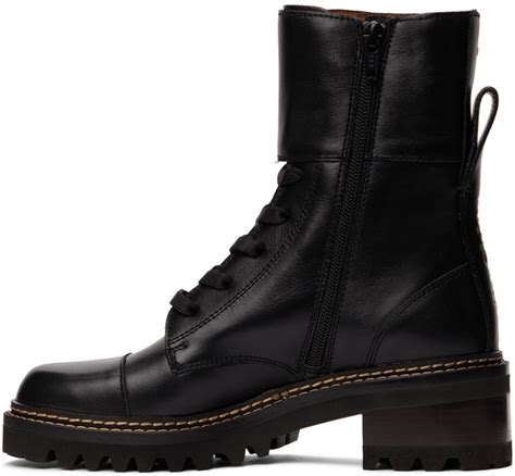 See by Chloé Black Mallory Combat Boots See by Chloe