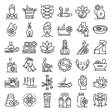 Premium Vector Massage Icons Set Outline Style