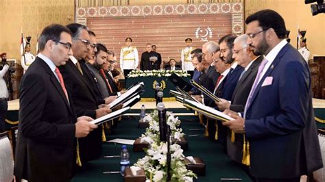 Ministers Of Interim Pakistani PMs Cabinet Take Oath