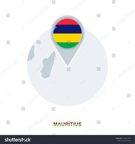 Mauritius Map And Flag Vector Map Icon With Royalty Free Stock