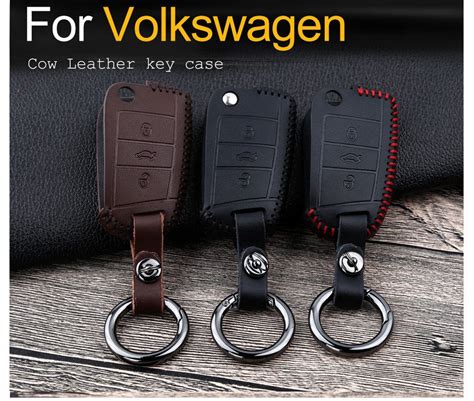 Promo Leather Based Automotive Key Cowl Case For Vw Volkswagen Tiguan Mk2 2017 2018 Magotan