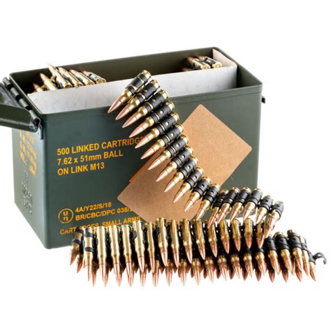 MagTech 7 62 NATO M80 147 Grain FMJBT 500 Linked Rounds In A Ammo Can