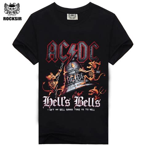 [rocksir] Ac Dc Print Mens T Shirt Men Fashion Ac Dc Rock Band Tops