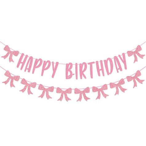 Mua Coquette Happy Birthday Banner Pink Bow Happy Birthday Banner