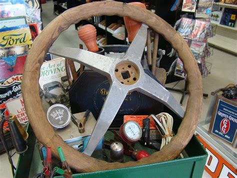 Vintage 4 Spoke Wooden Steering Wheel Original