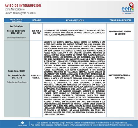 Cortes De Energ A El Ctrica Programados Para Este Jueves De Agosto