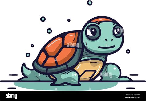 Cartoon Turtle Vector Illustration Of A Sea Turtle On White Background