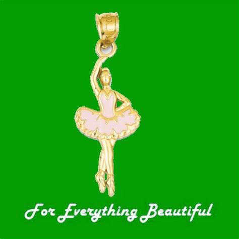 Enameled Dancing Ballerina 14k Yellow Gold Pendant Charm