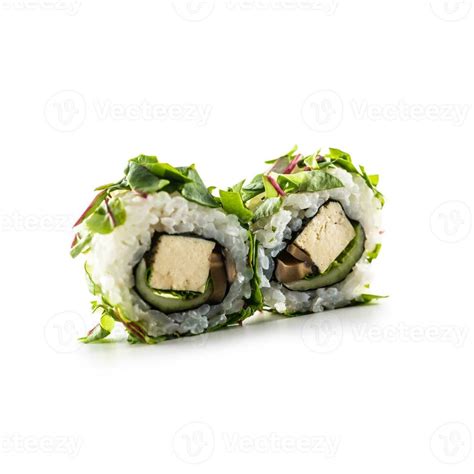 Sushi california roll different types isolated on white background ...