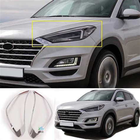 For Hyundai Tucson 2019 2020 ABS CHROME FRONT HEAD LIGHT LAMP COVER