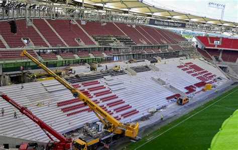 Baustelle Mercedes Benz Arena Die Ersten Sitze Der Neuen Haupttribüne