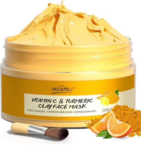 Gleamin Vitamin C Clay Mask 10 Minutes For Dark Spots Turmeric Face Mask Skin