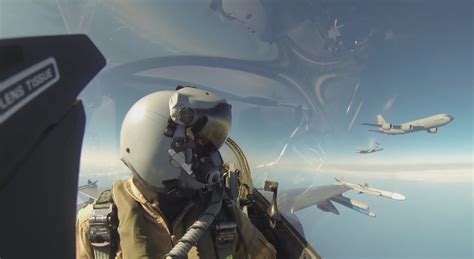 GoPro footage of a dogfight between Dutch F-16 and U.S. F-15 over the ...