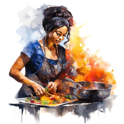 7 Watercolor Black Woman Cooking Clipart Afro American Woman Cook