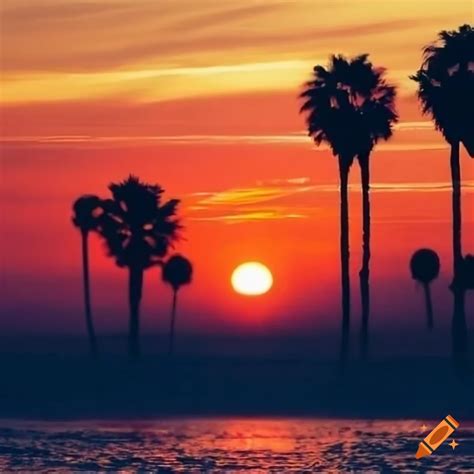 Sunset At Venice Beach In Los Angeles