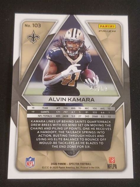 2020 Panini Spectra Neon Blue 103 Alvin Kamara 60 For Sale Online