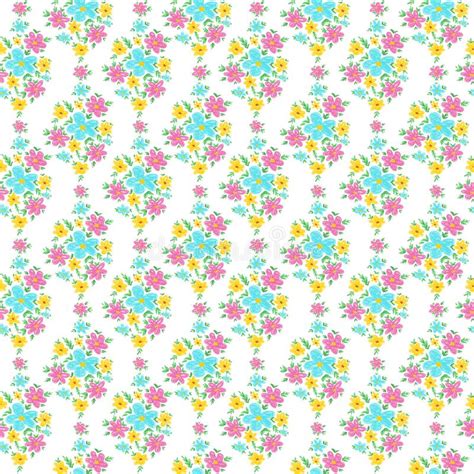 Hand Drawn Vintage Floral Wall Paper With Simple Flowers Seamless