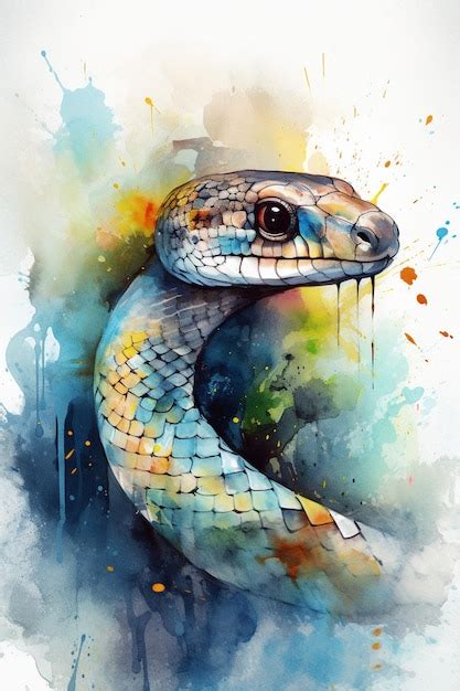 Premium AI Image A Watercolor Painting Of A Snake With A Blue And