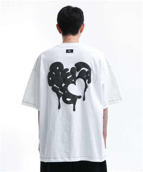 MUSINSA OY EMBOSS MELTING HEART STITCH T WHITE