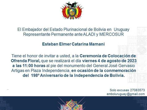 INVITACIÓN Acto de Conmemoración del 198 Aniversario de la