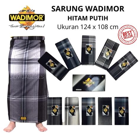 Jual Sarung Wadimor Hitam Putih Black White Kain Tenun Dewasa Pria