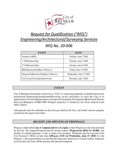 Fillable Online 1 Request For Qualification RFQ For Engineering