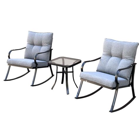 Zeus Ruta 3 Piece Gray Metal Outdoor Bistro Set With Medium Grey