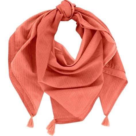 Foulard Pompon Gaze Lurex Corail Papa Pique Et Maman Coud