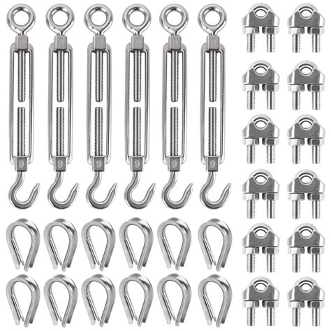 Mulaibdin 30 Stück Seilspanner Spannschloss Set M6 Stahlseil Kit mit